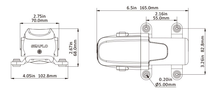 Technical drawing of a mechanical component with dimensions labeled