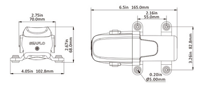 Technical drawing of a mechanical component with dimensions labeled