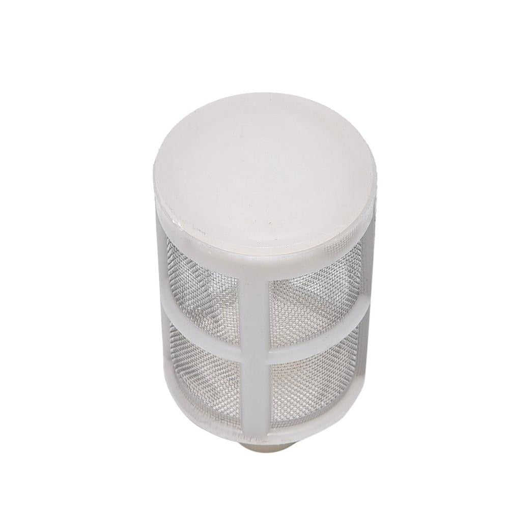 White cylindrical mesh filter on a white background