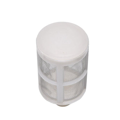 White cylindrical mesh filter on a white background