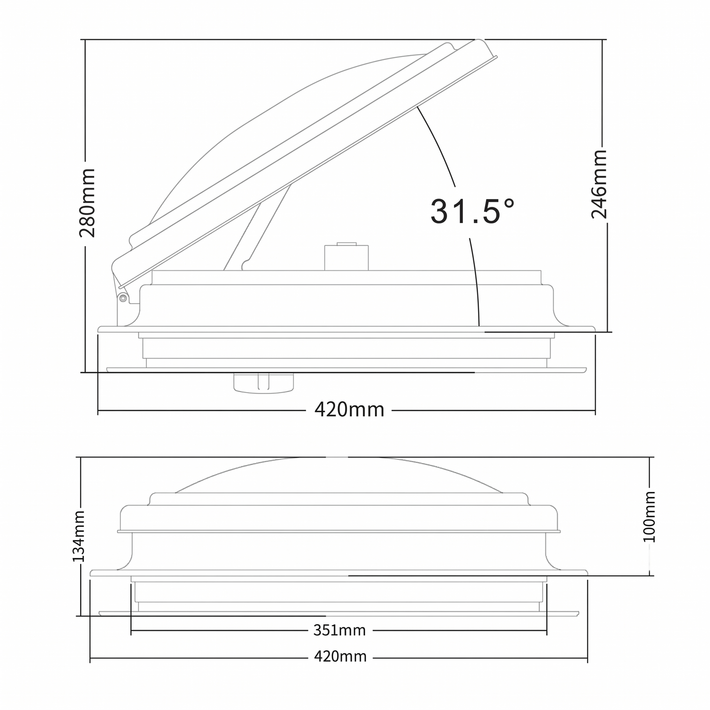 VLR 420 x 420mm Wind-Up Roof Vent
