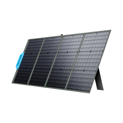 Foldable Bluetti-PV120 solar panel on a white background.