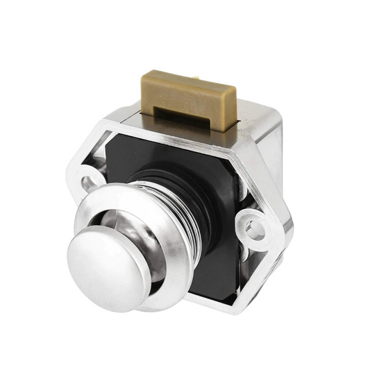 Metallic door handle with a white background