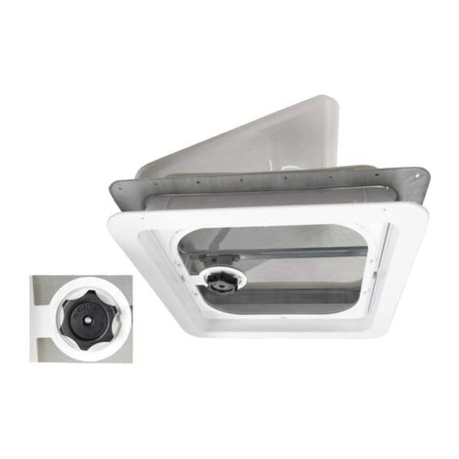 Ceiling-mounted air vent on white background