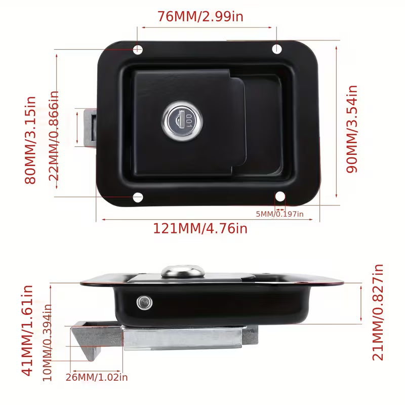 Black Trailer Flush Mount Lock Heavy Duty
