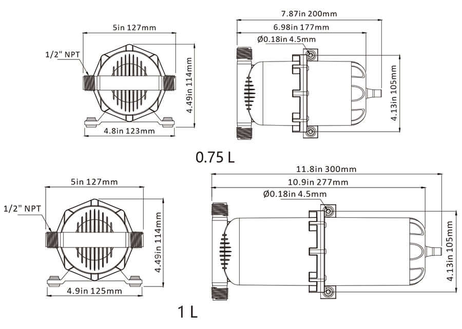 Seaflo SFAT-075-125-01 accumulator tank with 1/2 inch MNPT fittings