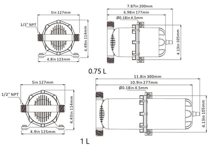 Seaflo SFAT-075-125-01 accumulator tank with 1/2 inch MNPT fittings