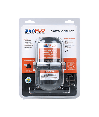 Seaflo water accumulator tank 0.75L pre-pressurised 10PSI rubber bladder