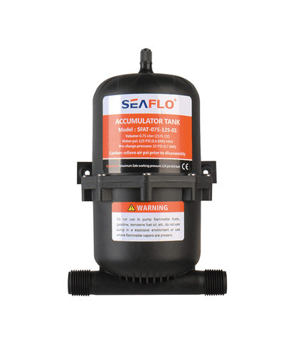 Seaflo 0.75L accumulator tank installed in campervan water pump system NZ
