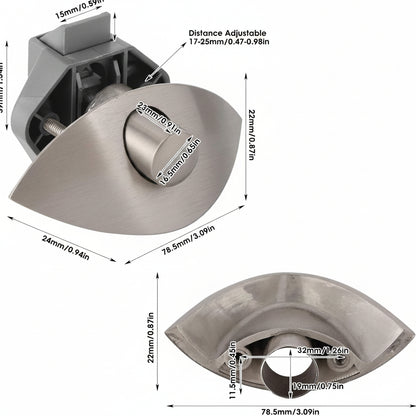 Half-moon stainless steel push latch knob for campervan drawers, cupboards and cabinet doors dimensions