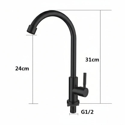 Dimensions of matte black cold water faucet tap