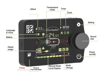 Born to Roam diesel heater Bluetooth LCD controller panel with dial and display