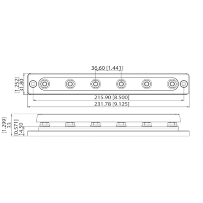 Bus Bar 150A 6 Stud with Cover