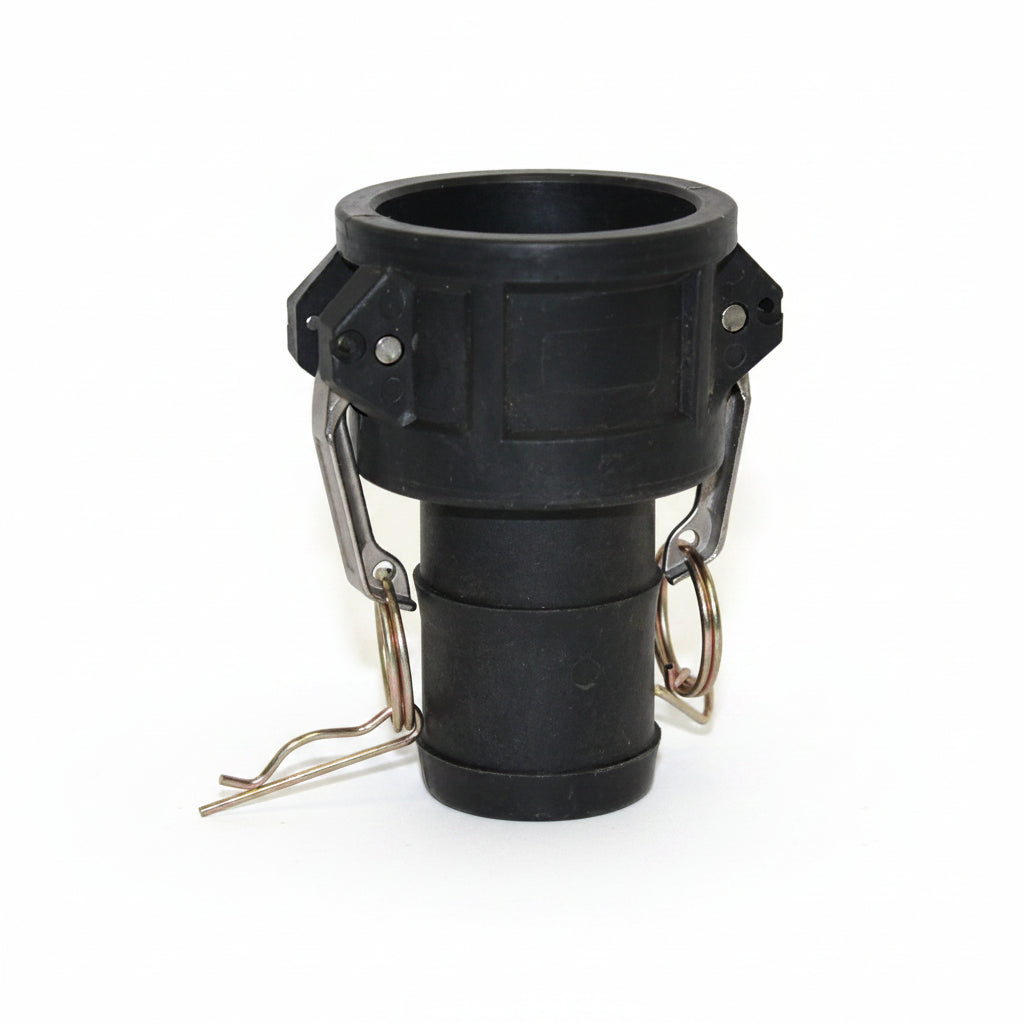 Camlock Type C Nylon 25mm 1 inch female hose coupling with lever lock cam arms for water transfer and campervan plumbing systems.