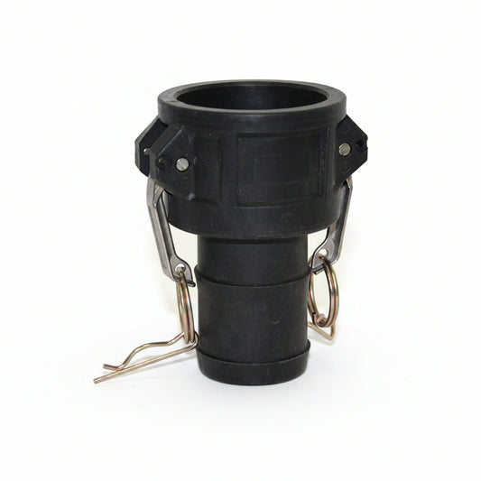 Camlock Type C Nylon 25mm 1 inch female hose coupling with lever lock cam arms for water transfer and campervan plumbing systems.
