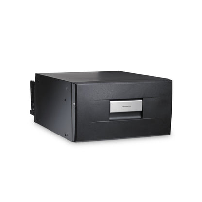 Dometic CD30 drawer fridge in black, designed for compact spaces and campervan conversions.