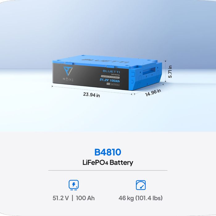 BLUETTI LiFePO4 Battery 51.2V 100Ah High Capacity Power Storage