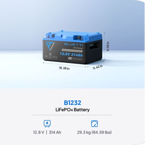 BLUETTI 12V 320Ah LiFePO4 Lithium Battery Self-Heating