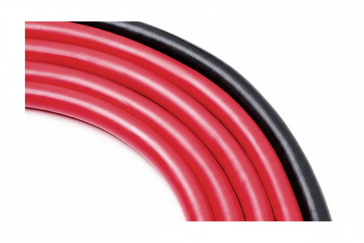 Close-up view of flexible 16mm² battery cable insulation and construction