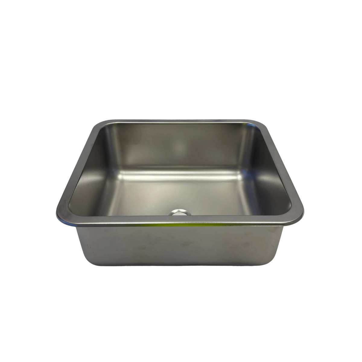 Stainless steel sink on a white background