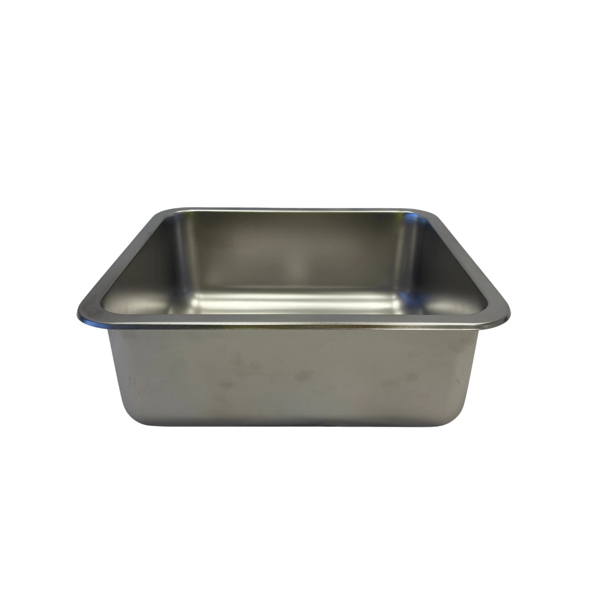 Stainless steel sink on a white background