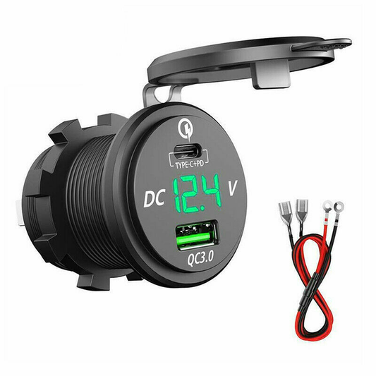 12V–24V Panel Mount USB QC 3.0 Charger with Type-C