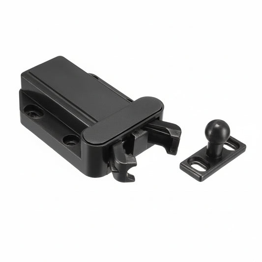 Black inline panel latch lock for campervan and RV cabinet doors