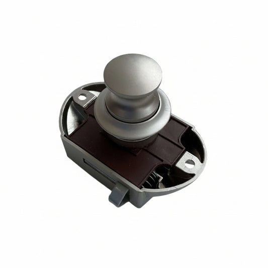 Large nickel push button catch for campervan cabinet and drawer doors