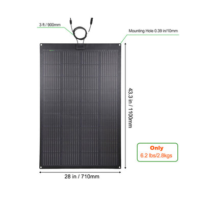 LensunSolar 150W 12V Flexible Black Solar Panel High Efficiency