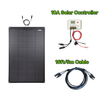 LensunSolar 150W 12V Flexible Black Solar Panel High Efficiency