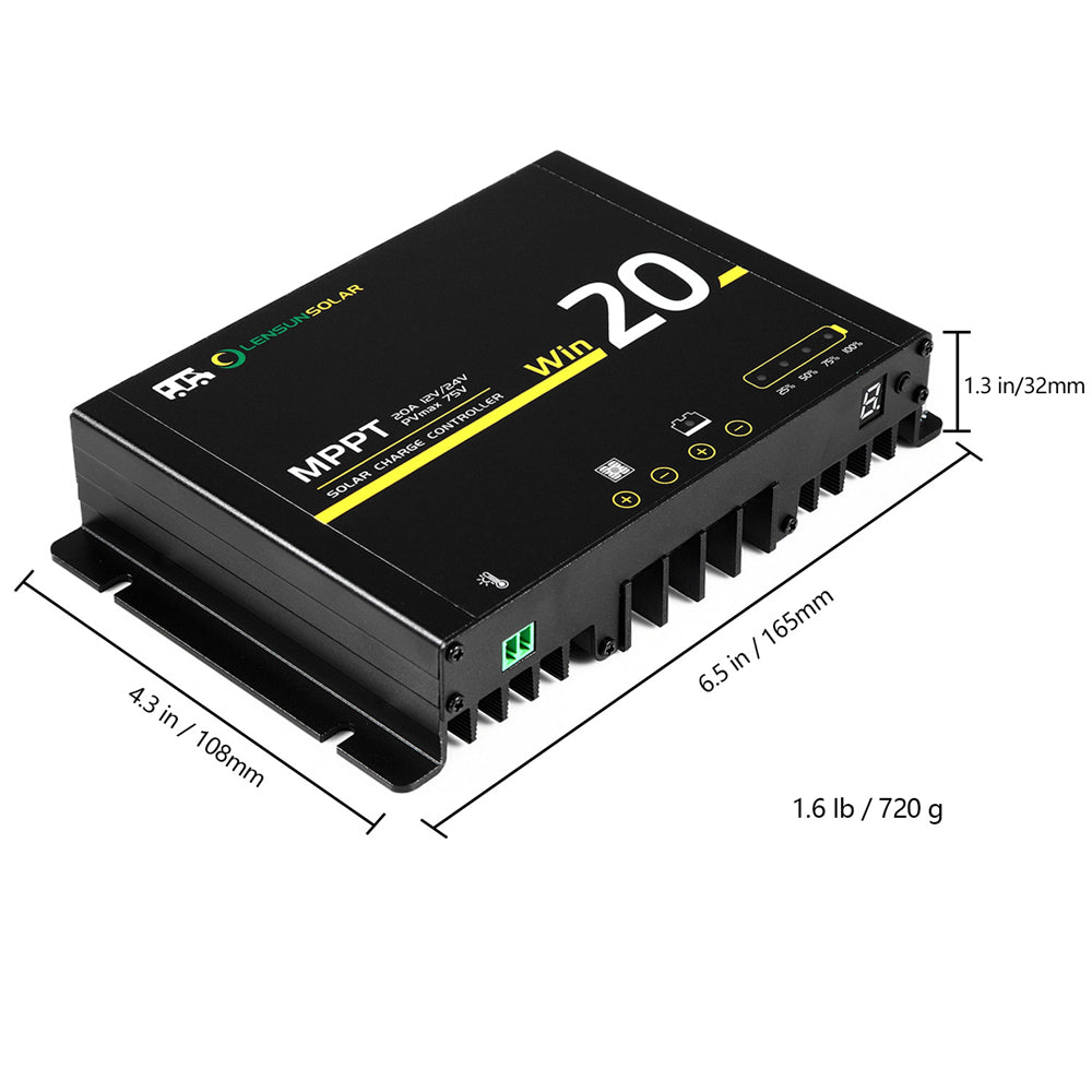 Lensun Waterproof MPPT Solar Charge Controller 20A 40A Bluetooth