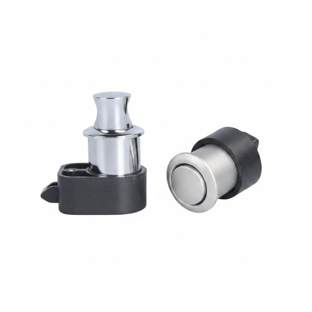 Mini push button latch chrome with latch components and fittings