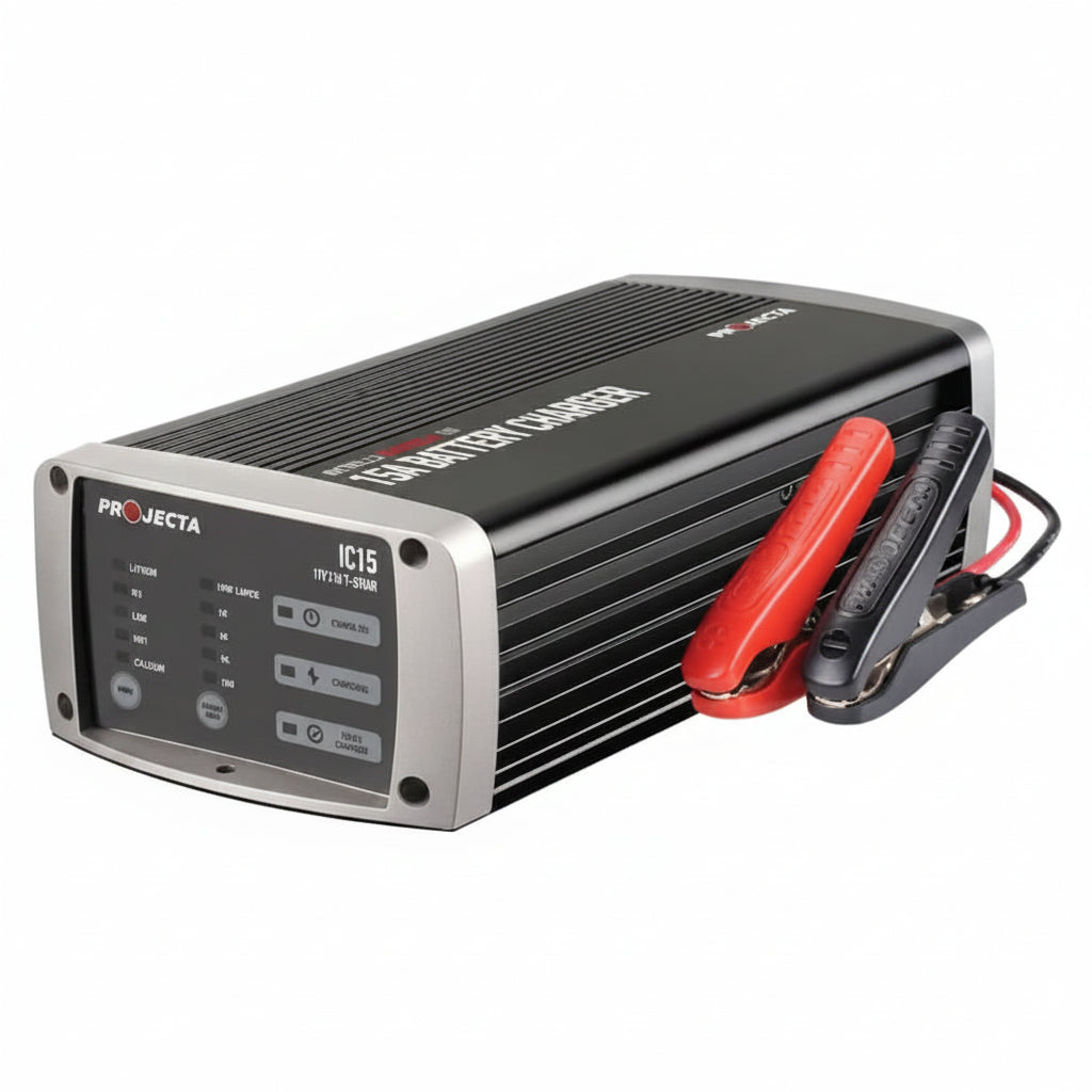Projecta IC15 15A 7 Stage 12V Smart Battery Charger with Battery Clamps