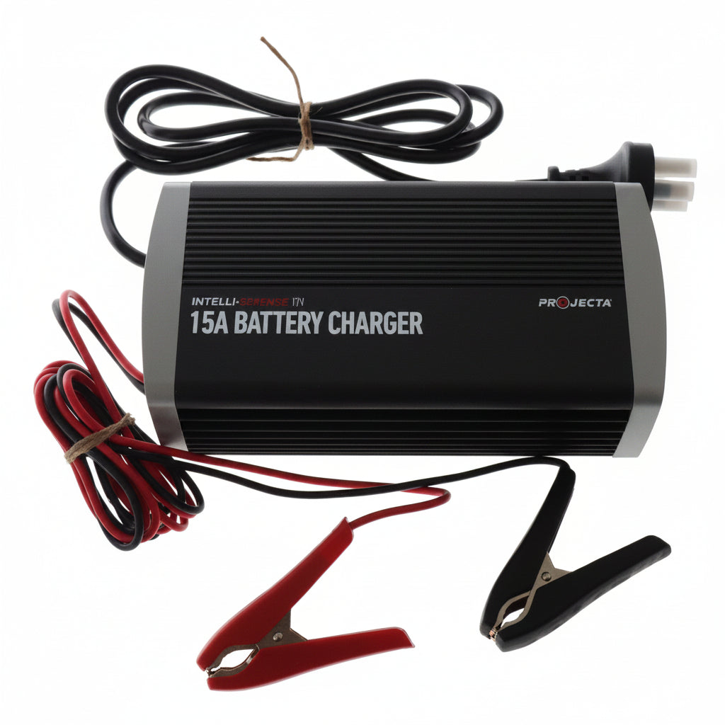 Projecta IC15 Smart Battery Charger with Battery Leads and Clamps