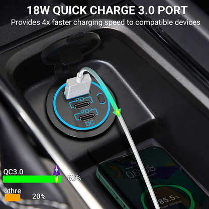 Dual USB-C Fast Charge Socket — 78W PD3.0 & QC3.0