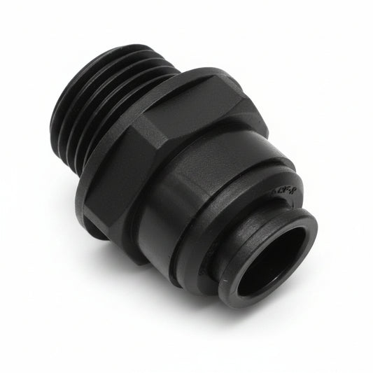 Black rubber fitting on a white background