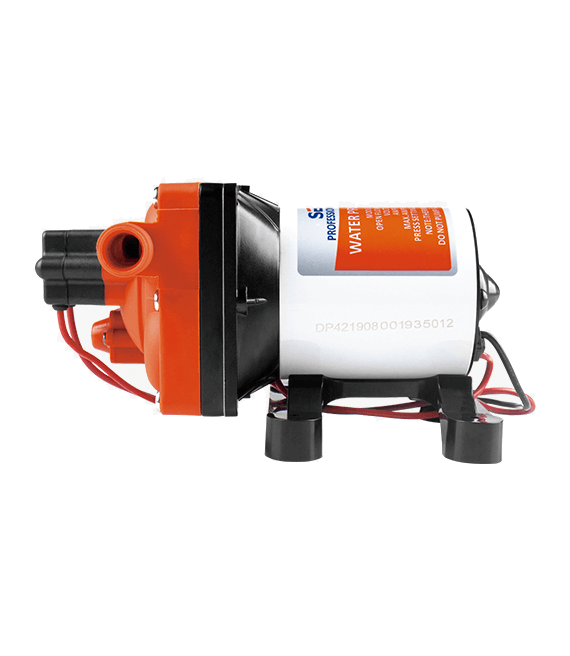 Seaflo 42 Series 12 V RV pump delivers 11.3 L/min at 55 PSI. Self-priming, compact, quiet—perfect for campervan fresh-water systems.