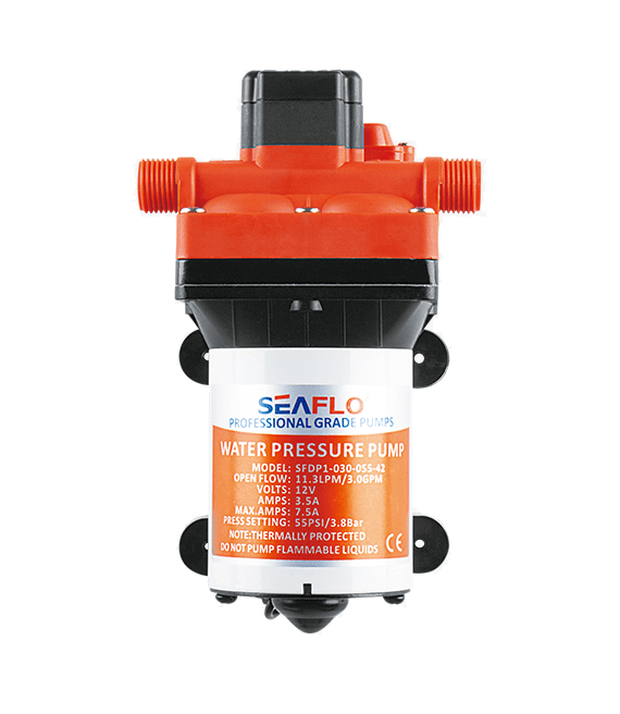 Seaflo 42 Series RV pump installed in campervan plumbing