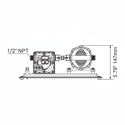 Accumulator tank specifications and measurements for Seaflo water pressure system