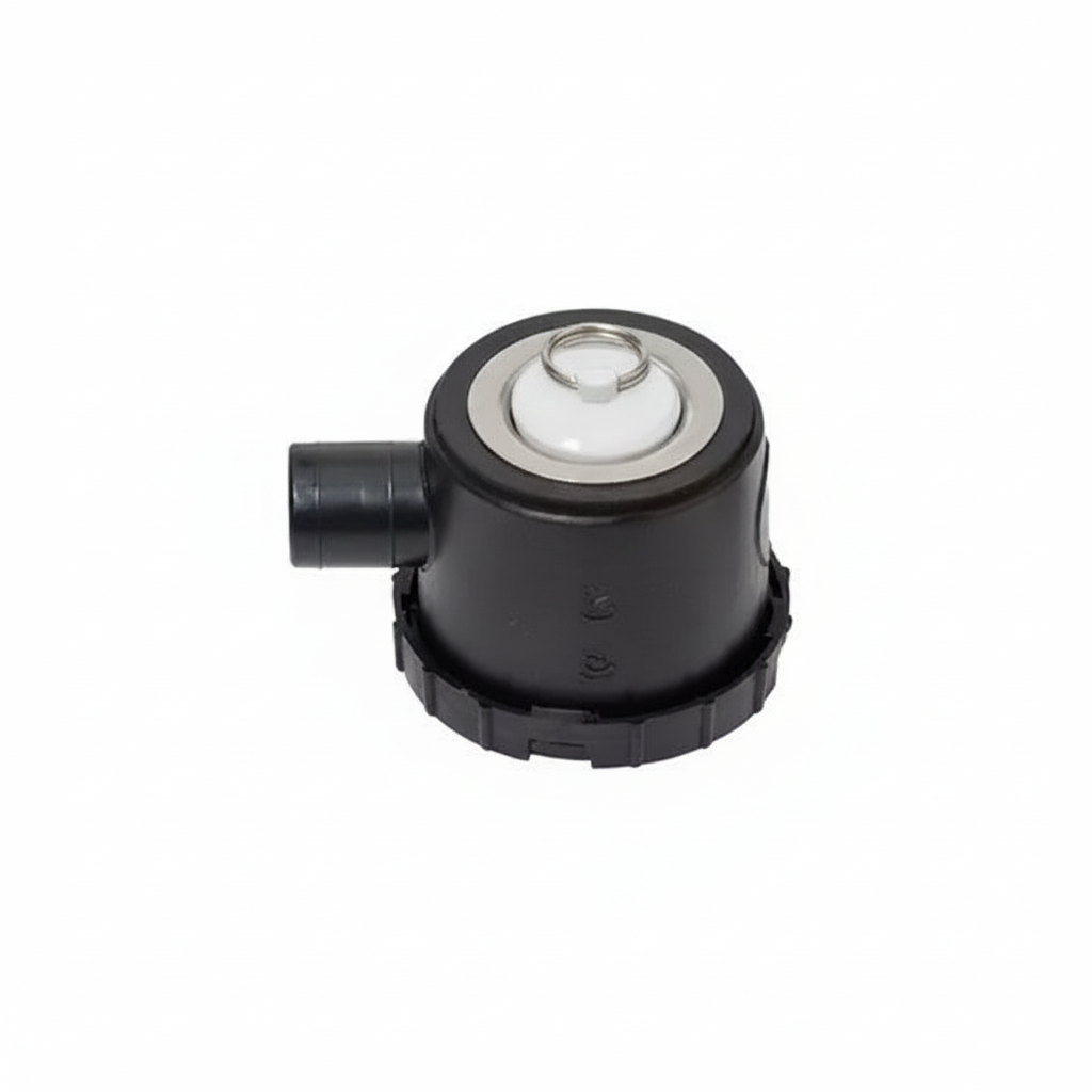 Top view of campervan sink waste drain and smell trap assembly