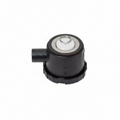 Top view of campervan sink waste drain and smell trap assembly