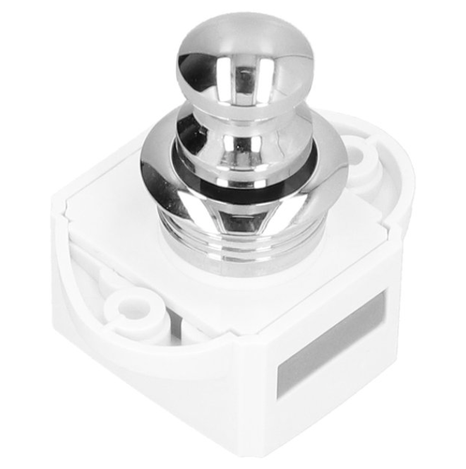 Mini Push Chrome Button Latch White Base