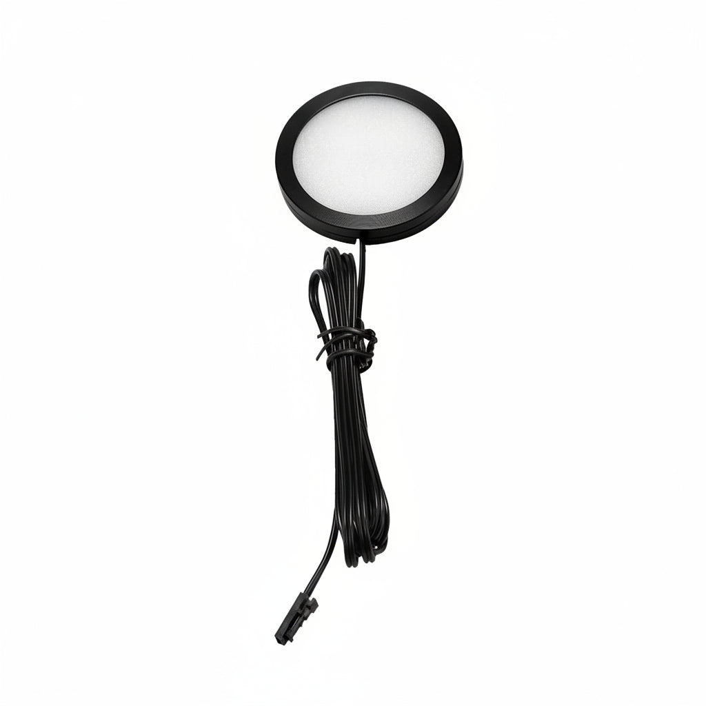 Side view of Vanlifer 12V 3W black LED ceiling down light showing slim 7mm profile