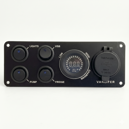 Vanlifer Control Switch Panel - Voltmeter, USB & 4 Switches
