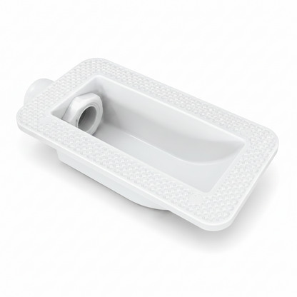 White recessed water fill inlet with textured flange for campervan, caravan and motorhome water systems.