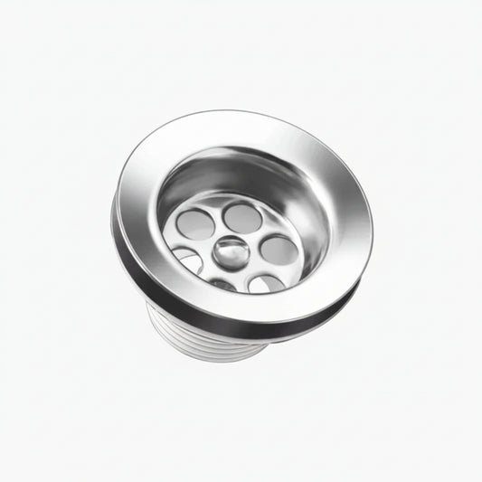 Stainless steel sink drain strainer on a white background