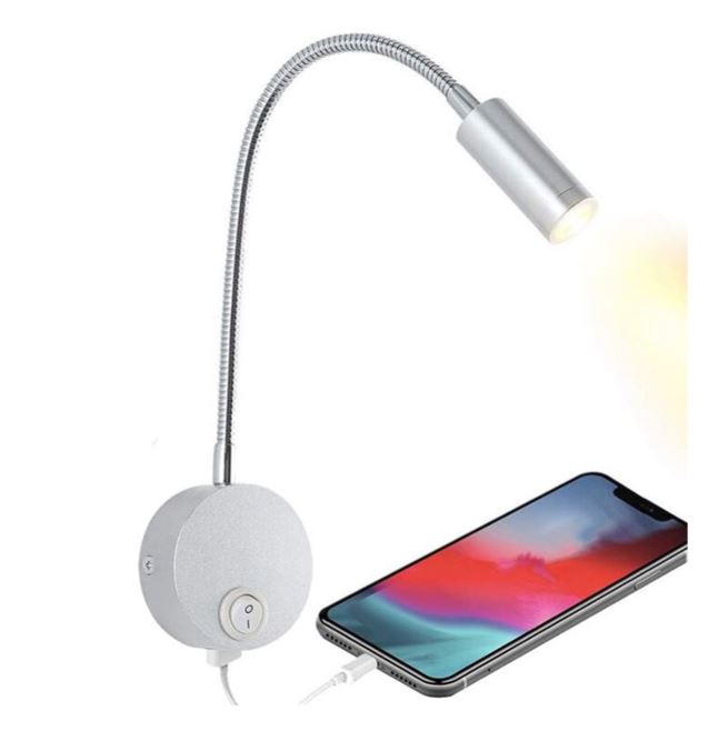 Vanlifer LED Dimmable Reading Light with USB charger