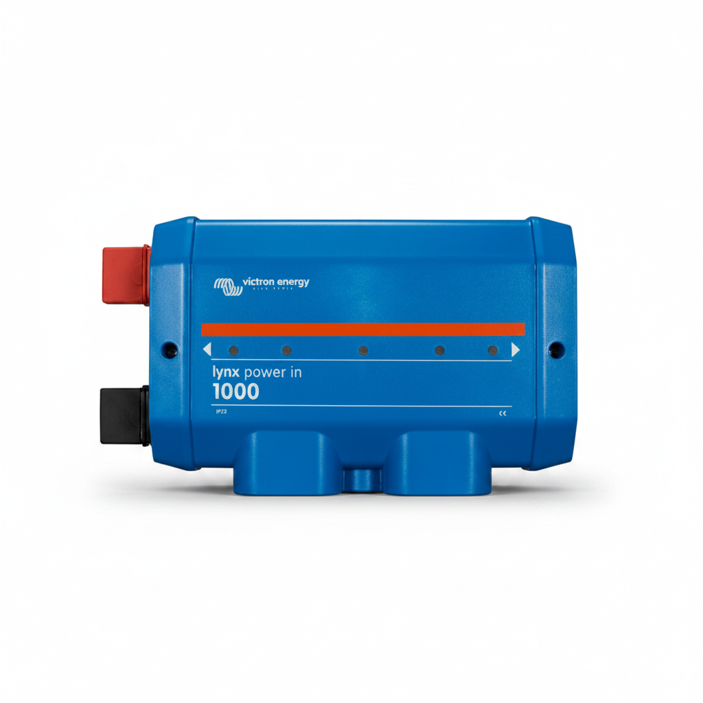 Victron Lynx Power In module — modular DC bus bar with M8 bolt terminals for campervan battery connection