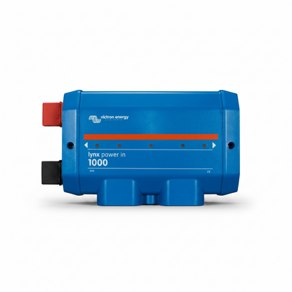 Victron Lynx Power In module — modular DC bus bar with M8 bolt terminals for campervan battery connection