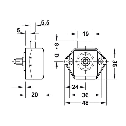 Vanlifer Mini Push Button Catch - White